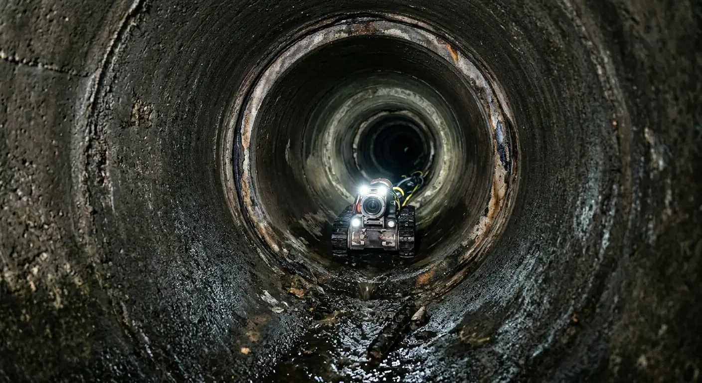 Robotic sewer camera inspecting pipe interior for Sewer Line Repair in Rio Rancho